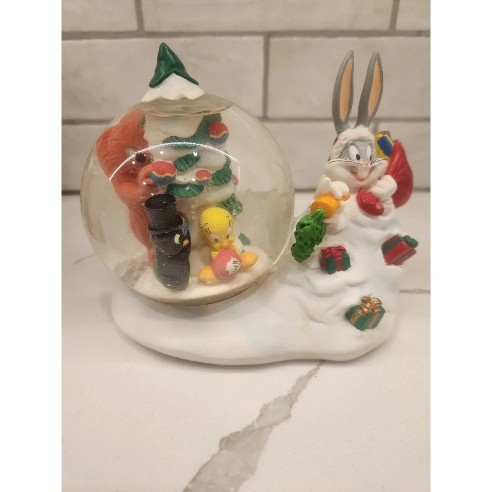 Vtg RareWarner Bros Looney Tunes‎ Bugs Bunny Tweety Gossimer Christmas Snowglobe